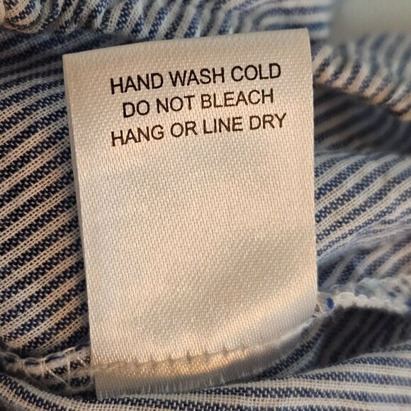 Chloe & Katie Blue Medium Striped Boho  Cottagecore Embroidered Wrap Top - Picture 8 of 10